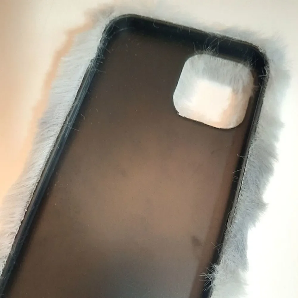 Ladies Grey Fuzzy iPhone Pro Max Phone Case